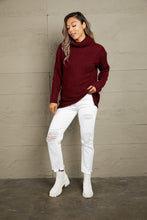 Load image into Gallery viewer, Woven Right Horizontal Ribbing Turtleneck Tunic Sweater