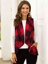 Load image into Gallery viewer, Plaid Open Front Sleeveless Cardigan