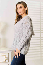 Load image into Gallery viewer, Woven Right Cable-Knit Hooded Sweater