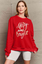 Load image into Gallery viewer, Simply Love Full Size MERRY AND BRIGHT Graphic Sweatshirt