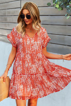 Load image into Gallery viewer, Printed V-Neck Short Sleeve Tiered Dress
