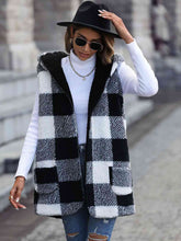 Load image into Gallery viewer, Plaid Hooded Vest with Pockets