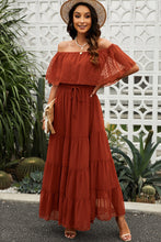 Load image into Gallery viewer, Swiss Dot Off-Shoulder Tiered Maxi Dress
