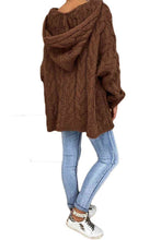 Load image into Gallery viewer, Cable-Knit Hooded Sweater