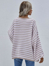 Load image into Gallery viewer, Striped Drop Shoulder V-Neck Pullover Sweater