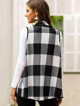 Load image into Gallery viewer, Plaid Open Front Sleeveless Cardigan
