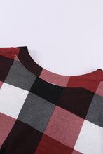 Load image into Gallery viewer, Plaid Split V-Neck Roll-Tab Top