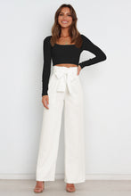 Load image into Gallery viewer, Tie Front Paperbag Wide Leg Pants