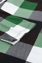 Load image into Gallery viewer, Plaid Split V-Neck Roll-Tab Top