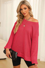 Load image into Gallery viewer, Waffle-Knit Round Neck Long Sleeve Sweatshirt