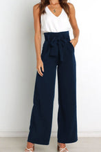 Load image into Gallery viewer, Tie Front Paperbag Wide Leg Pants