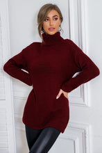 Load image into Gallery viewer, Woven Right Horizontal Ribbing Turtleneck Tunic Sweater