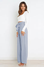 Load image into Gallery viewer, Tie Front Paperbag Wide Leg Pants
