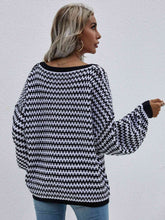 Load image into Gallery viewer, Striped Drop Shoulder V-Neck Pullover Sweater