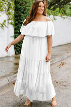 Load image into Gallery viewer, Plus Size Swiss Dot Off-Shoulder Tiered Dress