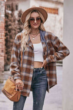 Load image into Gallery viewer, Plaid Dropped Shoulder Hooded Longline Jacket