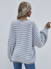 Load image into Gallery viewer, Striped Drop Shoulder V-Neck Pullover Sweater
