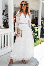 Load image into Gallery viewer, Scalloped Hem Flounce Sleeve Lace V-Neck Maxi Dress
