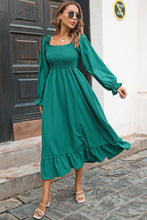 Load image into Gallery viewer, Smocked Ruffle Hem Flounce Sleeve Dress
