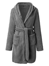 Load image into Gallery viewer, Tie Waist Hooded Robe