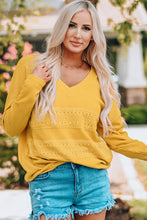 Load image into Gallery viewer, Ribbed Lace Trim V-Neck Top