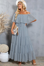 Load image into Gallery viewer, Swiss Dot Off-Shoulder Tiered Maxi Dress
