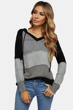 Load image into Gallery viewer, Color Striped Knitted Hoodie