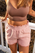 Load image into Gallery viewer, Striped Frayed Hem Paperbag Shorts