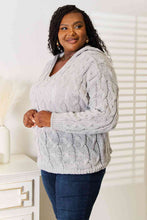 Load image into Gallery viewer, Woven Right Cable-Knit Hooded Sweater