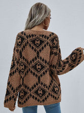 Load image into Gallery viewer, Geometric Print Chunky Knit Distressed Sweater