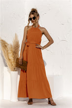 Load image into Gallery viewer, Halter Neck Tie Waist Tiered Maxi Dress