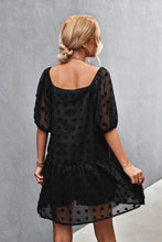 Load image into Gallery viewer, Swiss Dot Square Neck Half Balloon Sleeve Dress