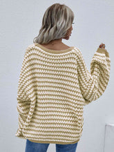 Load image into Gallery viewer, Striped Drop Shoulder V-Neck Pullover Sweater