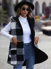 Load image into Gallery viewer, Plaid Hooded Vest with Pockets