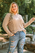 Load image into Gallery viewer, Plus Size Waffle-Knit Spliced Lace Top