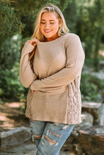 Load image into Gallery viewer, Plus Size Waffle-Knit Spliced Lace Top