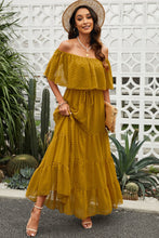 Load image into Gallery viewer, Swiss Dot Off-Shoulder Tiered Maxi Dress