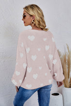 Load image into Gallery viewer, Heart Print Fuzzy Crewneck Long Sleeve Sweater