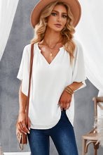 Load image into Gallery viewer, Gathered Detail Notched Neck Flutter Sleeve Top