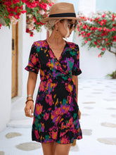Load image into Gallery viewer, Printed Flounce Sleeve Tied Dress