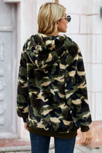 Load image into Gallery viewer, Camouflage Half Zip Fuzzy Hoodie
