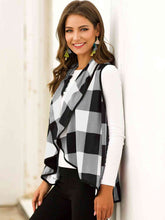 Load image into Gallery viewer, Plaid Open Front Sleeveless Cardigan