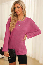 Load image into Gallery viewer, Waffle-Knit Round Neck Long Sleeve Sweatshirt