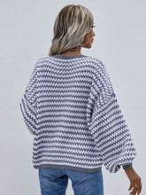 Load image into Gallery viewer, Striped Drop Shoulder V-Neck Pullover Sweater
