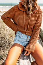 Load image into Gallery viewer, Rib-Knit Drawstring Hooded Sweater