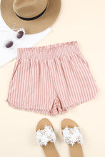 Load image into Gallery viewer, Striped Frayed Hem Paperbag Shorts