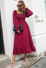 Load image into Gallery viewer, Smocked Ruffle Hem Flounce Sleeve Dress