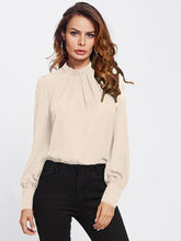 Load image into Gallery viewer, Mock Neck Lantern Sleeve Shirt