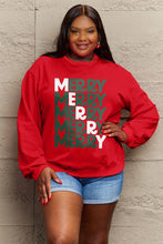 Load image into Gallery viewer, Simply Love Full Size MERRY Long Sleeve Sweatshirt