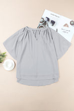 Load image into Gallery viewer, Gathered Detail Notched Neck Flutter Sleeve Top